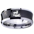 thumbnail image 2 of Tungsten Deer Hunting 8mm Brushed Black Polished Concave Men Ring, 2 of 2