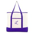 thumbnail image 2 of DALIX Women's Canvas Tote Bag Shoulder Bags Open Top Purple Monogram L, 2 of 8