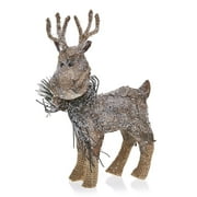 pack of 2 country rustic prancer the reindeer snowy birch bark christmas table top decorations 975 - Christmas Reindeer Decorations pack of 2 country rustic prancer the reindeer snowy birch bark christmas table top decorations 975 - Christmas Reindeer Decorations