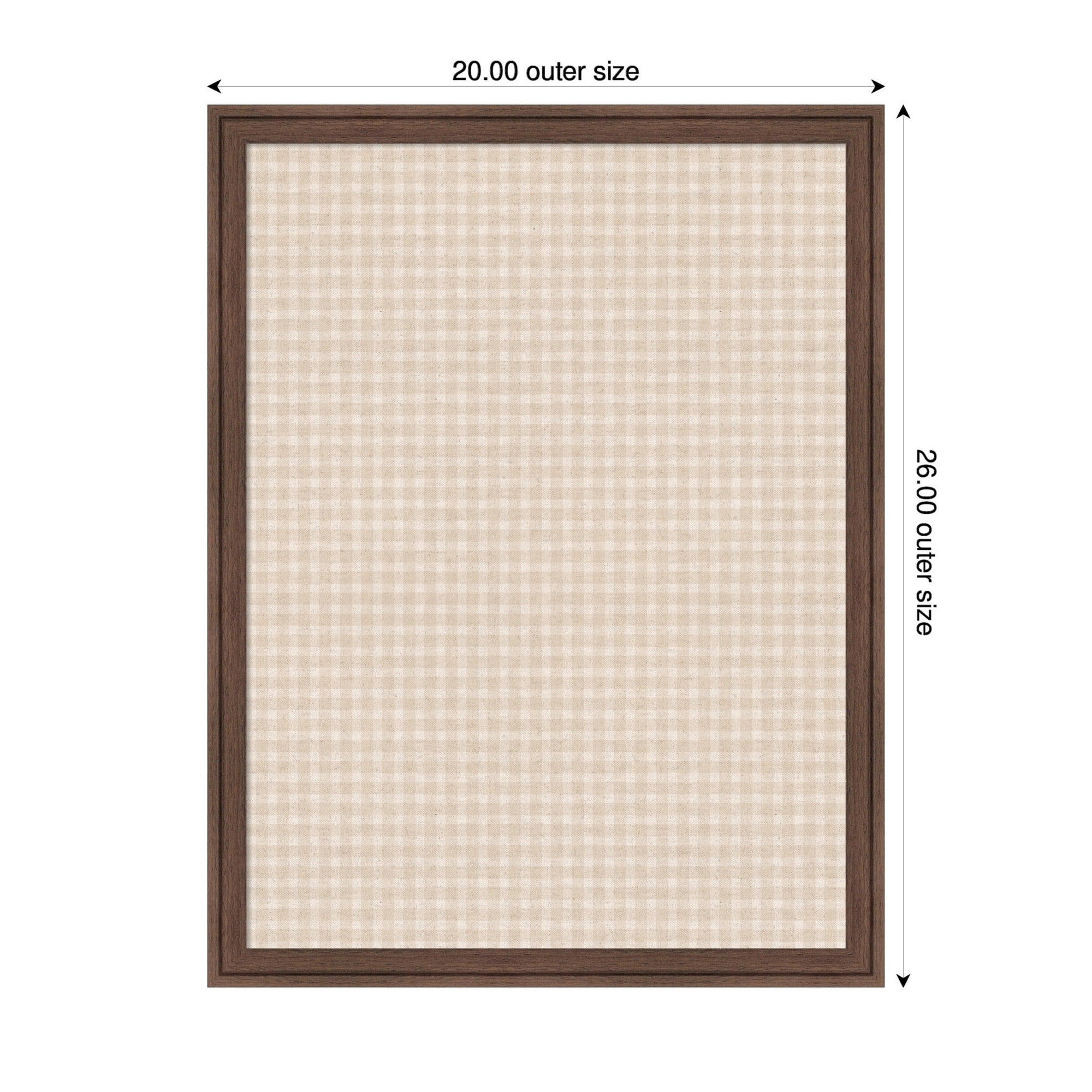 Kate and Laurel Framed Fabric Pinboard 20 x 26,  Printed Linen Classic Bulletin Board for Use as a Vision Board or Wall Organization, Florence Medium Brown Frame