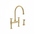 thumbnail image 5 of Rohl  Perrin & Rowe Georgian Era Bridge Kitchen Faucet with Side Spray English Gold Gold Finish, 5 of 5