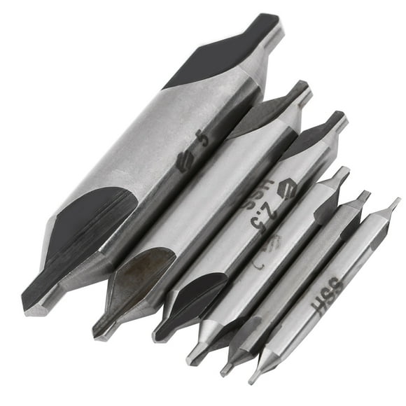 Garosa 6pcs 1/1.5/2/2.5/3/5mm 60 Degree HSS Center Drill Bits Centering Drills Set, HSS Center Drill, Center Drill Bits