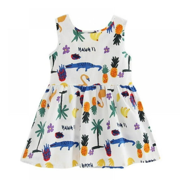 Summer Toddler Baby Girl Dress Sleeveless Floral Dress Sundress 4-5 Years