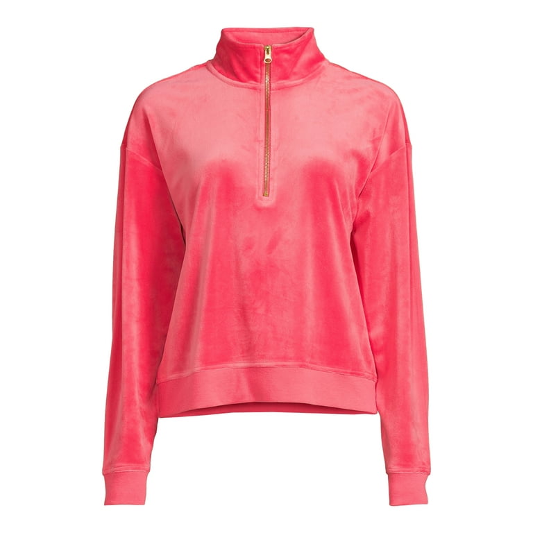 Avia Women s 1 4 Zip Velour Pullover Sweatshirt Walmart