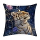 thumbnail image 2 of Funda de almohada con estampado de animales, diseño floral azul | 45 x 45 cm, decoración para sofá o dormitorio | Funda de cojín de nailon y elastano para interior y exterior, ideal para Navidad,, 2 of 6