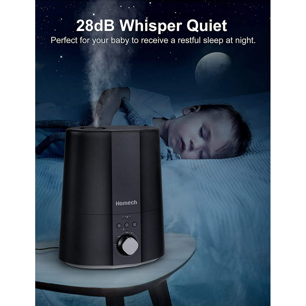Homech Cool Mist Humidifier, 28dB Quiet Ultrasonic Humidifiers for
