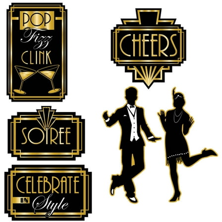 Gold and Black Great 20's Cutouts - 6 Pcs.