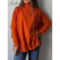 thumbnail image 2 of Suéteres de otoño e invierno para mujer, suéteres de cuello alto para mujer, suéteres de punto con abertura lateral, suéter navideño, suéter de gran tamaño para mujer, 2 of 5