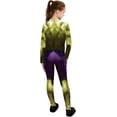 thumbnail image 6 of Guvpev Halloween Superhero Cosplay Costume, Green Muscle 3D Print Spandex Bodysuit Jumpsuit, Full Body Dress-Up Outfit with Purple Shorts Printed for Halloween Party & Stage Performance, 6 of 10