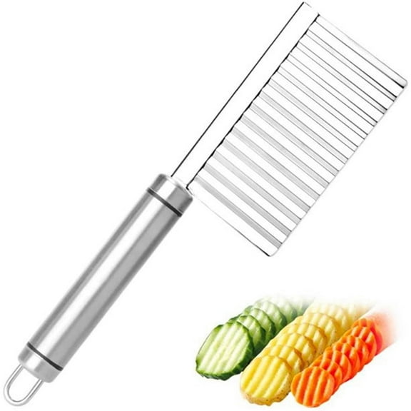 Crinkle Cutter Garnishing Knife, Casewin Ripple French Fry Potato Cutter Stainless Steel Zig Zag Gadget Waves Chopper Knife ,Home Kitchen Vegetable Chip Blade Cooking Tools
