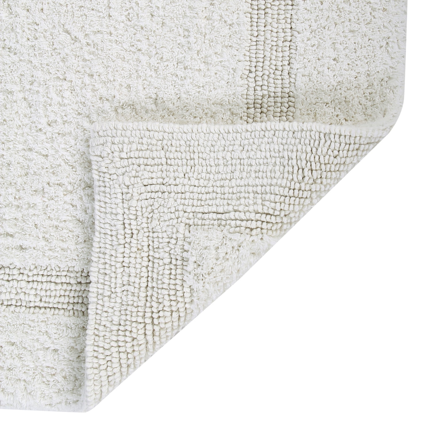 Better Trends Premium 3 Piece Bathroom Rug Set 100% Cotton, Extra Soft Tufted Bath Mat, Water Absorbent & Reversible Mat, Ivory Lux Collection