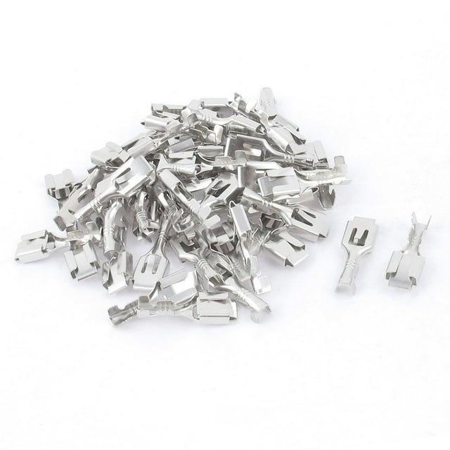 Baomain Conector de pala hembra de terminal de 1/4 "sin aislamiento, engarzado de metal de 6,3 mm, paquete de 100