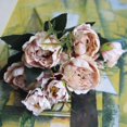 thumbnail image 3 of Estilo europeo mini peonía peonía flor artificial flor artificial flor de seda flor artificial 10 piezas [café] Vogacara JJ16242-04, 3 of 6