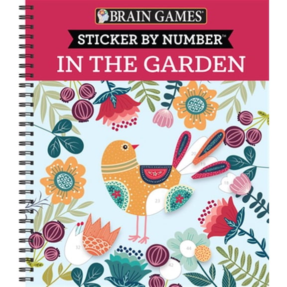 Pre-Owned Brain Games - Sticker by Number Brain Games - Sticker by Number: Garden Blooms, (Spiral-Bound)