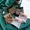 thumbnail image 4 of Ropa interior de cintura baja con estampado de leopardo y seda de hielo sin costuras para mujer, pantalones triangulares de encaje para mujer, cinturilla, 4 of 6