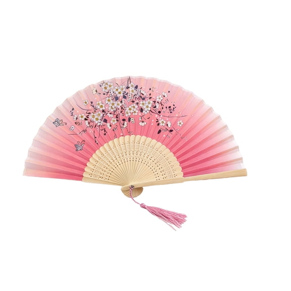 Miwamany Antique Style Silk Wedding Folding Fan with Durable Bamboo Skeleton,Classical Portable Paper Fan with Tassel for Summer,Elegant Decorative Accessory for Cultural Events Vintage Collectors