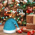 thumbnail image 6 of KLL Christmas Hats for Adults Plush Blue Glitter Print Santa Hat Xmas Fluffy Santa Claus Hat for Women Men, 6 of 6