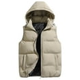 thumbnail image 2 of Zimjoy Beige Puffer Vest Men Thick Adjustable Hooded Windproof Winter Vest Thermal Big and Tall Puffer Coat Men Casual Lightweight Zip Up Vests Outerwear with Pockets, Khaki XL, 2 of 6