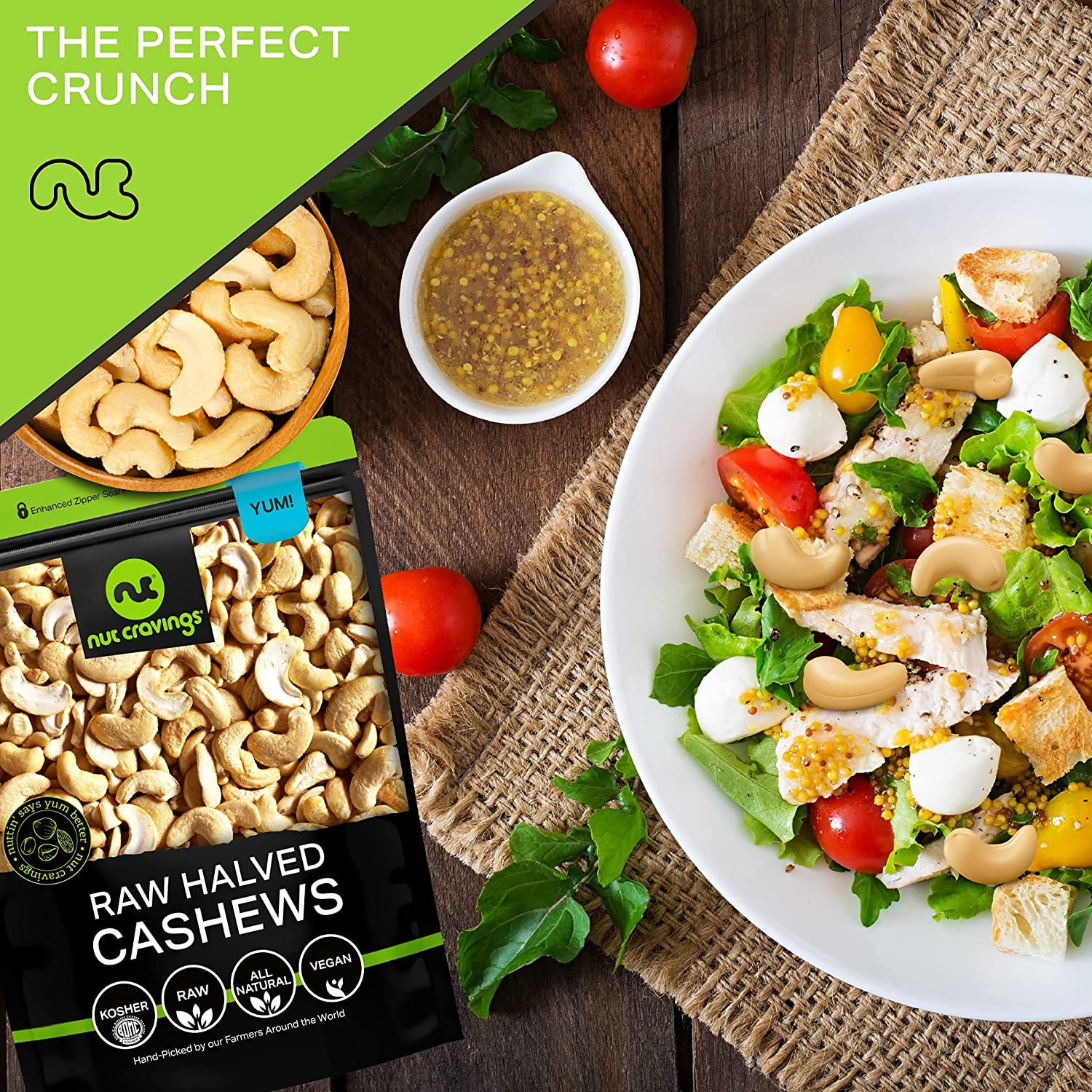 Nut Cravings Unsalted Cashews, Raw Halves & Pieces, Shelled (32oz - 2 lbs)