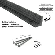 GroundSmart Brickface Landscape Edging, 4 Gray Rubber Garden Edging Border, 48 pack