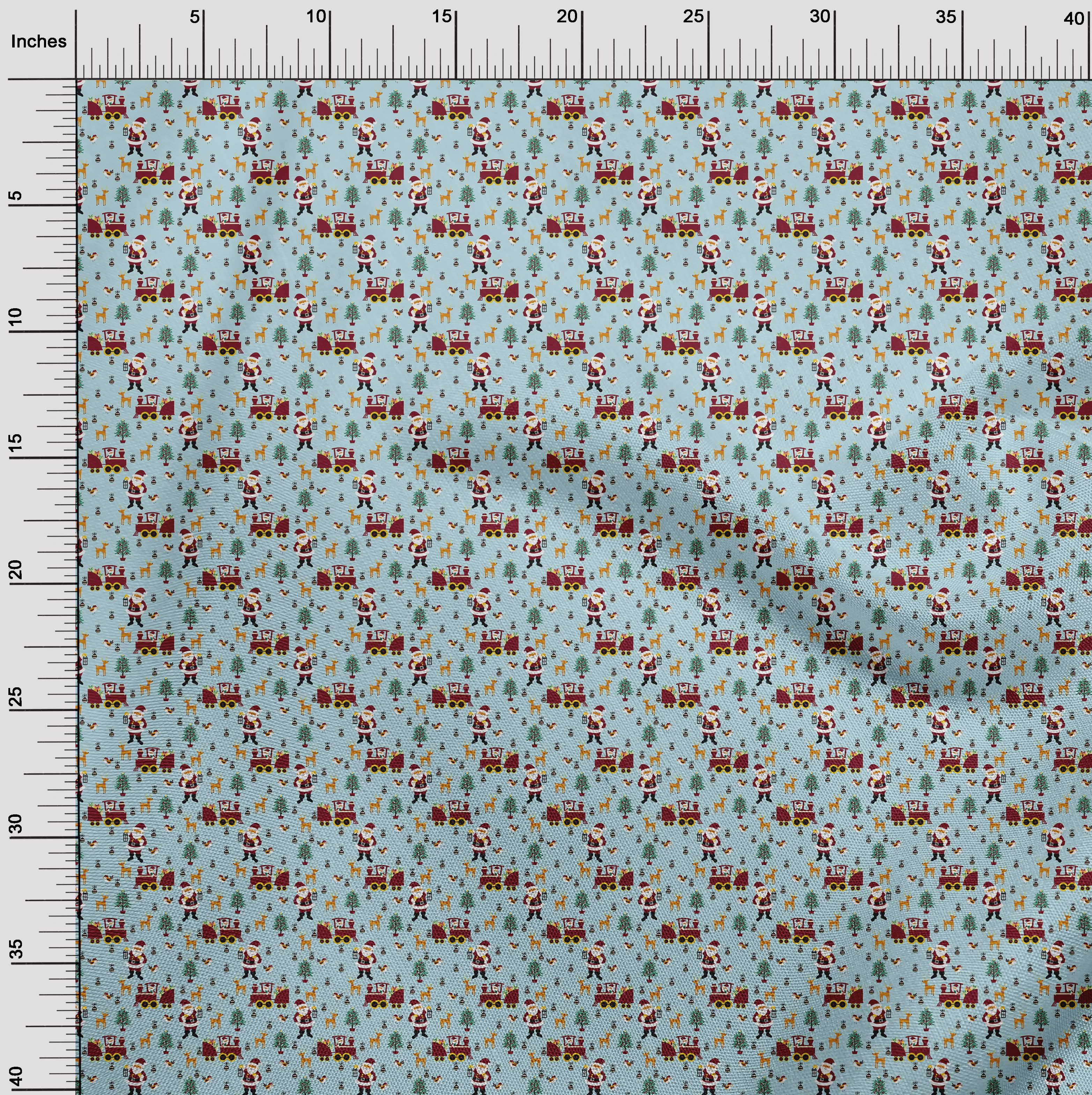 oneOone Cotton Flex Light Blue Fabric Christmas Sewing Fabric By The Yard Printed Diy Clothing Sewing Supplies 40 Inch Wide