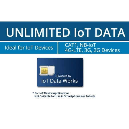 IoTDataWorks Unlimited IOT Sim Card with 12 Month Service | No Contracts, No Usage Limits | Prepaid IOT Sim Card at 128 kbps for CAT1, NB-IoT, 4G LTE/3G/2G Devices | T-Mobile
