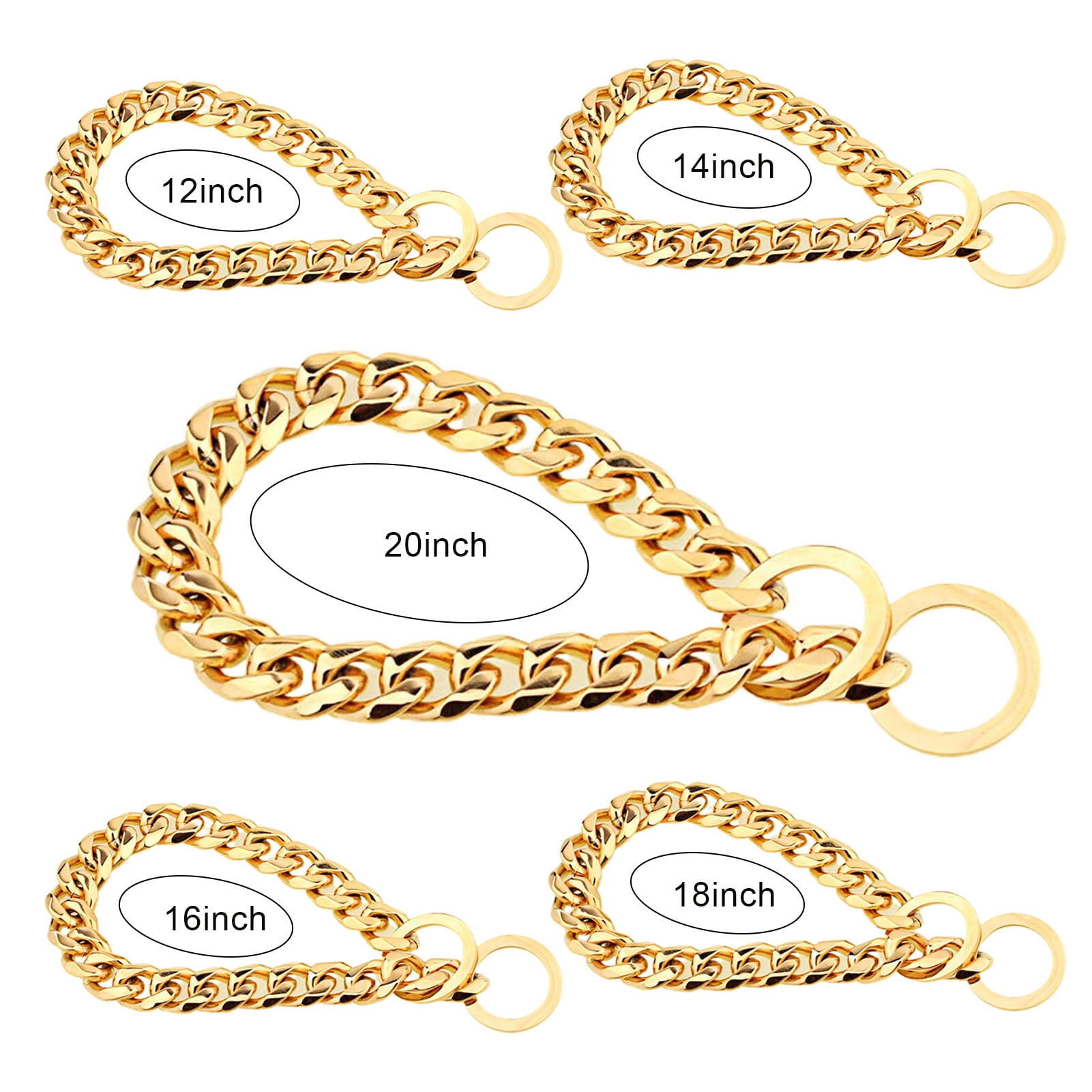 SPRING PARK Dog Chain Collar Choke Collar Non-scalable Anti-Chew Stainless Steel Metal Collars Choker Chain for Small Medium Large Dogs