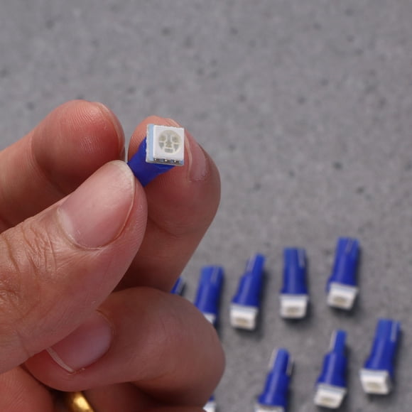 OUNONA 10Pcs Blue T5 5050 Smd Wedge Led Light Bulbs for Car Ambient Lighting