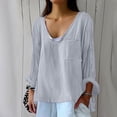 thumbnail image 7 of QASIEATN Trendy Essentials Clothing for Women: Elegant Solid Color Loose Plus Size Long Cotton Texture Dress Shirt Fall Fashion Outfits for Women, 7 of 7
