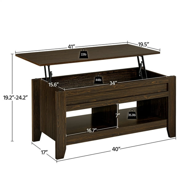 Yaheetech Lift Top Coffee Table w/Hidden Storage Compartment Open Shelf for Living Room,Espresso