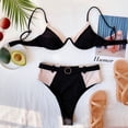 thumbnail image 5 of 2024 traje de baño de dos piezas traje de baño sexy de cintura alta bikini de costura B298W negro L, 5 of 5