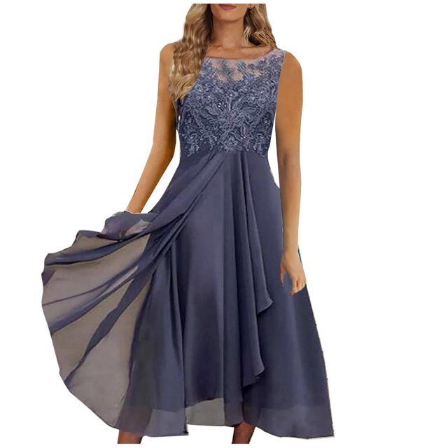 QJUHUNG Robe Midi Formelle pour Femmes Soirée Été Col en V Manches Courtes T-Shirt Soirée Invité de Mariage Style Asymétrique B-8 Cocktail Gris_i L