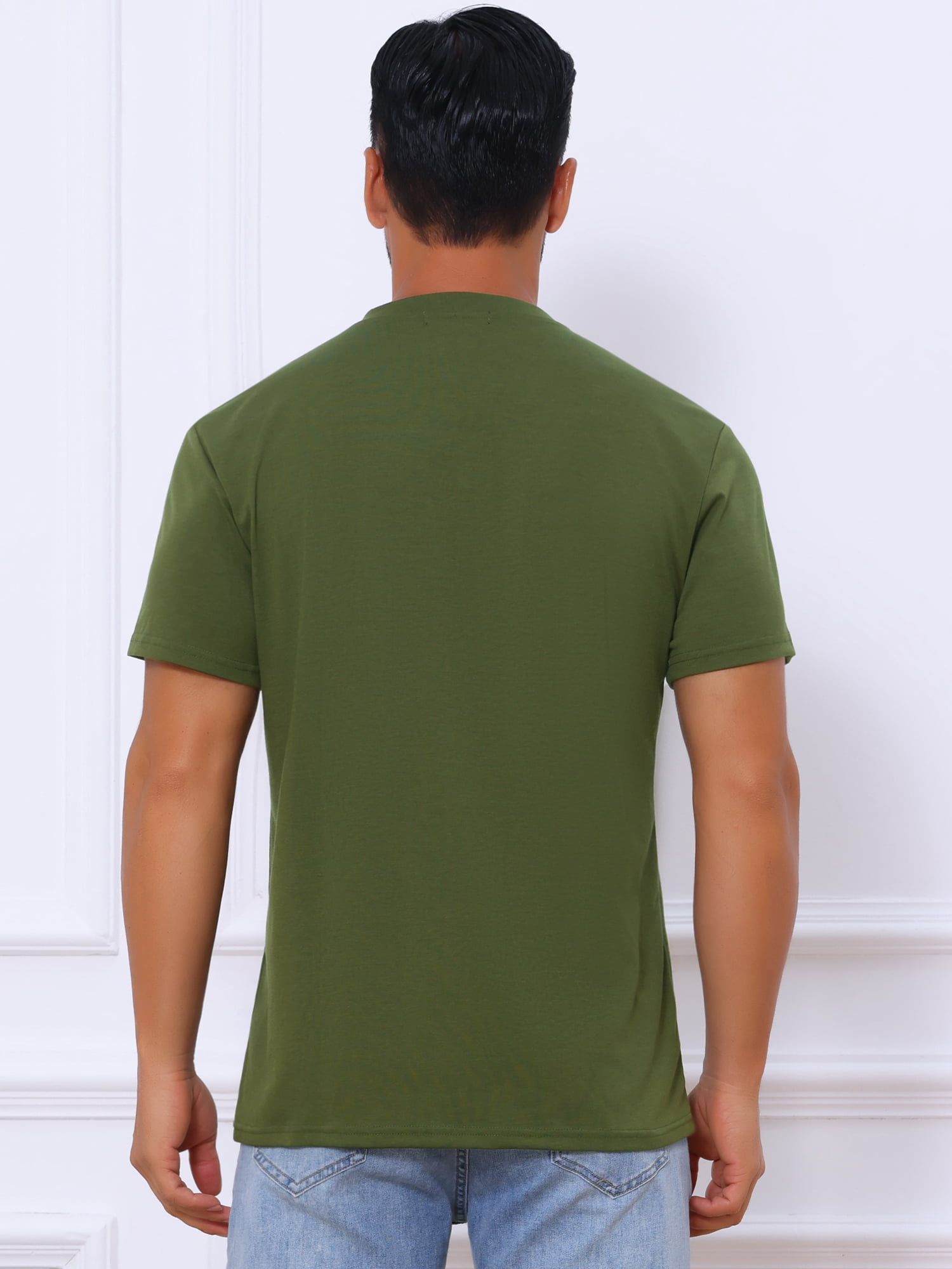 DARING DIVA Men's Casual Summer Short Sleeves Button Henley Basic Tee XL Green