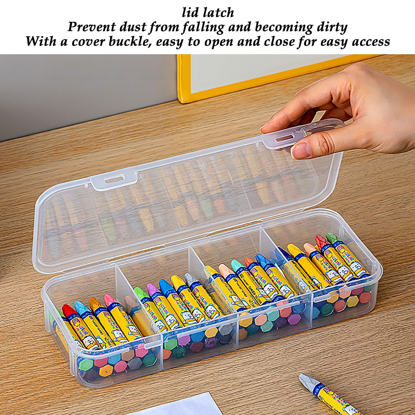 Extra Large Capacity Plastic Pencil Box, Stackable Clear Storage Organizer for Desk, Office Supplies Storage Box for Pens, Markers, Erasers and Art Supplies