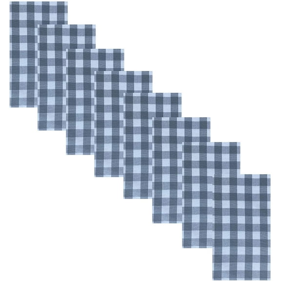 Newbridge Farmhouse Buffalo Check Rustic Cotton Napkins - Cottage Style Farmhouse Gingham Check Napkins - Set of 8 Napkins, Gray