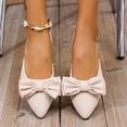 thumbnail image 2 of HomeDM Women's Slingback Flats Sandals Dressy Bowknot Closed Pointy Toe Slip-On Casual Work Party Dress Shoes, Beige Size 6, 2 of 9