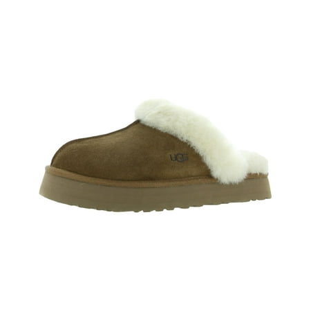 Ugg Disquette Women'S Leather Fur Lined Chunky Slide Slippers