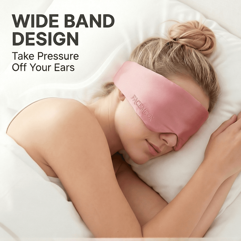 FACEMOON 100% Mulberry Silk Sleep Mask, Comfortable, Pressure-Free, Blackout
