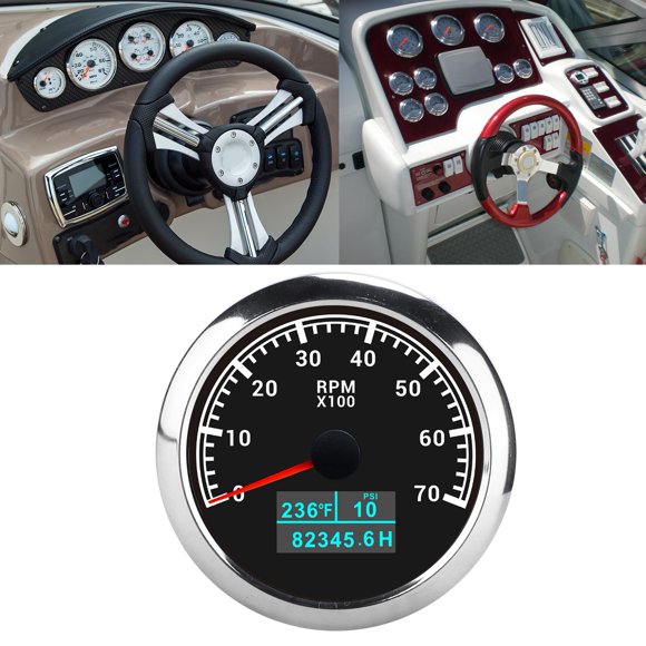 RPM Tachometer Gauge 3 in 1 Multifunctional Marine Accessory for Automobile Boats 9-32V DC