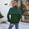 thumbnail image 3 of Sudadera de mujer de gran tamaño con bloques de color de punto, informal, holgada, de manga larga, elegante, de cuello alto, cálida y gruesa, para invierno, vestido informal, top de gran, 3 of 4