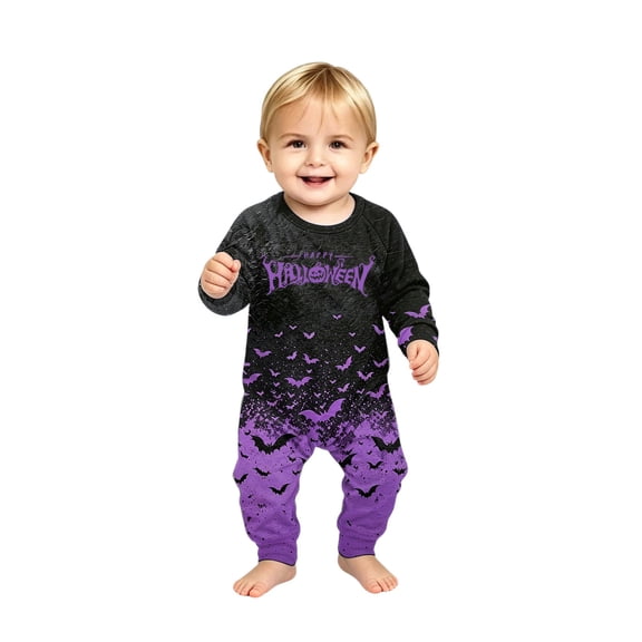 Matching Halloween Pajamas Set for Family, Spooky Printed Long Sleeve PJs Lounge Sleepwear Gift for Holiday Pajama Party