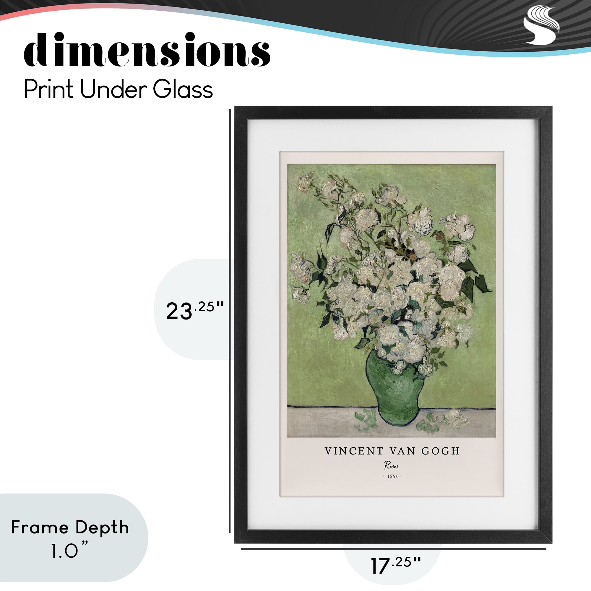 Stupell Industries Classic Roses Van Gogh Black Framed Print Under Glass, design by Vintage Hustle