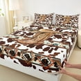 thumbnail image 3 of Castle Fairy Boys Girls Western Cowgirl Boots Hat Full Size Sheets 4-Piece,Cow Print Breathable Bed Sheets,Bohemian Tribal Aztec Lightweight Sheet Sets,Lightweight Room Decor, 3 of 7