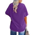 thumbnail image 2 of Langwyqu Plus Size Women Solid Color Round Neck Short Sleeve Casual T-Shirt Blouse, 2 of 5