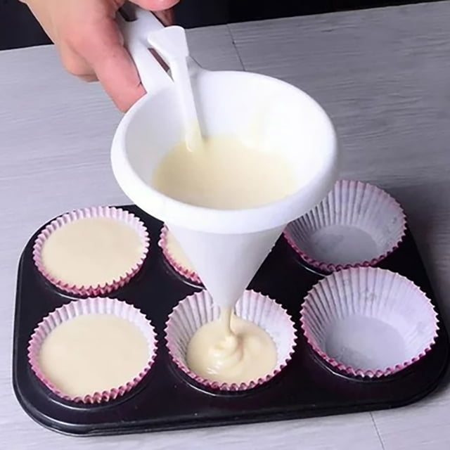 Cqxid Bread Machine Under $5 White Adjustable Funnel For Baking Tools Kitchen Accessories Easy Operating Funnel Batter Dispenser Portable Non Stick Plastic Handheld Kitchen Funnel