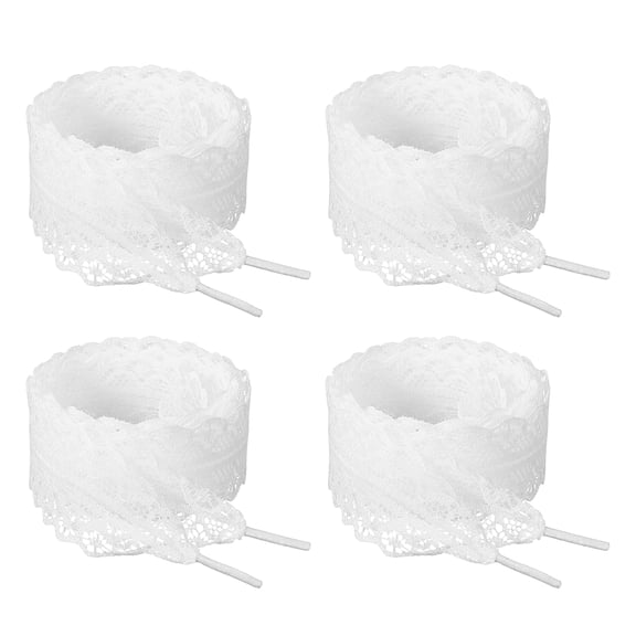 2 Pairs 2.2cm Lace Shoelaces, 62.99" Long Flat Fancy Lace Shoestring, White