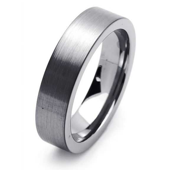 Men Women Tungsten Carbide Wedding Band Ring 6mm Comfort Fit Brushed Flat Ring For Men & Women