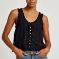 thumbnail image 3 of XUNKUSGA Tank Tops for Women Summer Boho Lace Tie Front V Neck Going Out Tops Casual Loose Cotton Linen Button Down Sleeveless Y2k Tops for Beach,S, 3 of 7