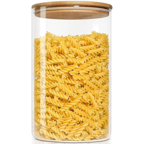 ComSaf Glass Jar with Airtight Lid (128fl. oz / 1 Gallon), Large Food Storage Container with Bamboo Lid
