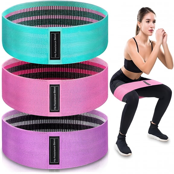 BESTSKY Exercise Bands,3 Levels Fabric Resistance Bands for Working Out,Workout Bands Resistance for Women&Men,Multi-Colored Fabric Booty Bands for Leg Strength Training,Rehab,Yoga